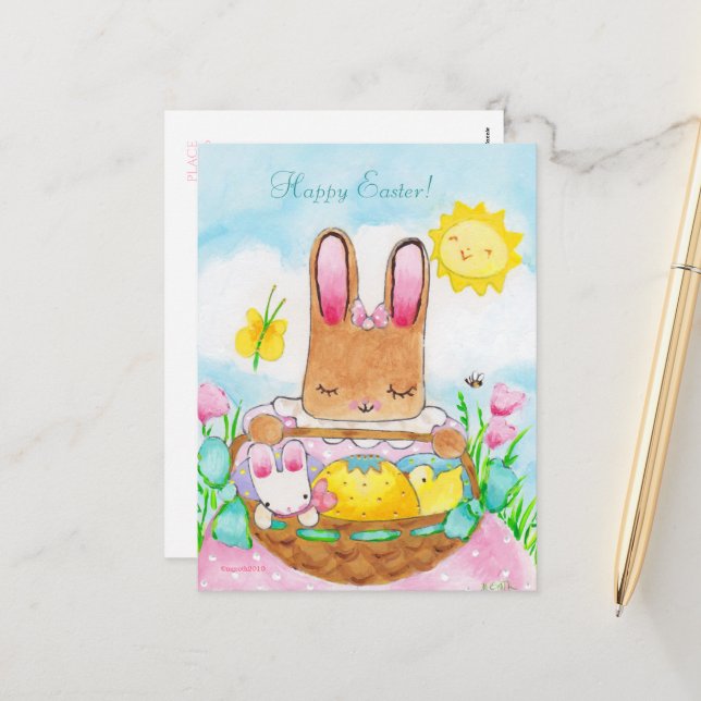 Carte postale Pâques de Mary (Devant/Arrière en situation)