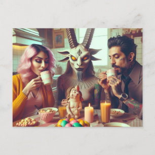 Carte Postale Pâques foncé Vintage Bonbons Petit-Déjeuner Horreu