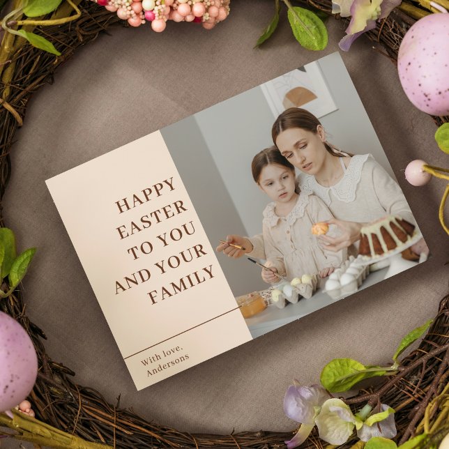 Carte Postale Pâques Joyeuses Modernes | Cadeau familial (Créateur téléchargé)