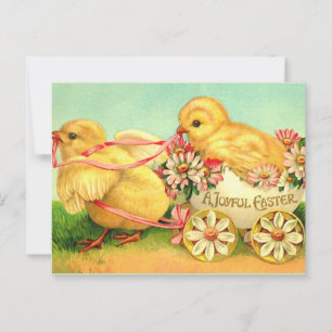 Carte Postale Pâques joyeux, illustration vintage populaire,