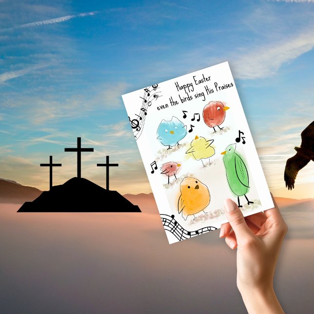 Carte Postale Pâques joyeux, même les oiseaux chantent (Easter Card Birds Singing Post card)