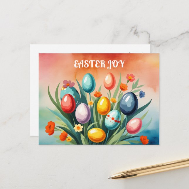 Carte Postale Pâques, Printemps (Devant/Arrière en situation)