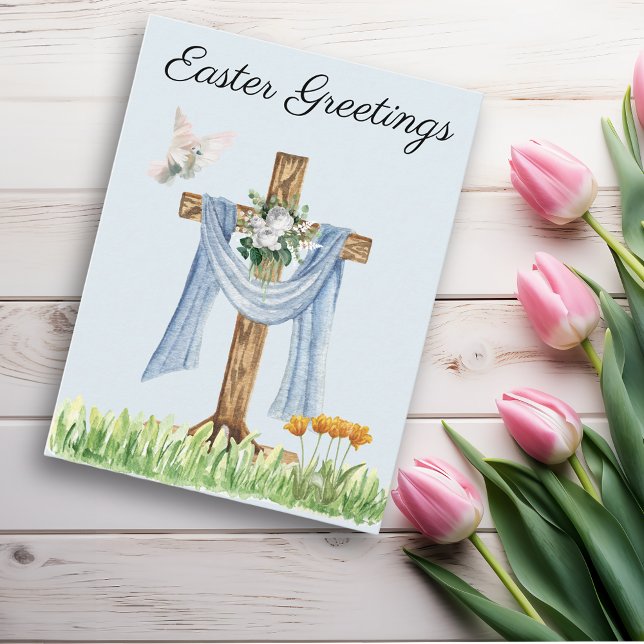 Carte Postale Pâques Salutations Cross Watercolor (Créateur téléchargé)
