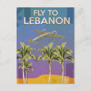 Carte Postale Par Avion Pour le Liban Affiche de voyage vintage
