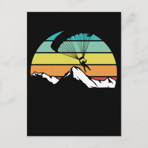 Carte Postale Parachute Retro Mountain Parapente
