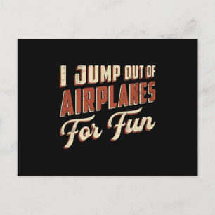 Carte Postale Parachutiste Je saute d'avion pour le plaisir Retr