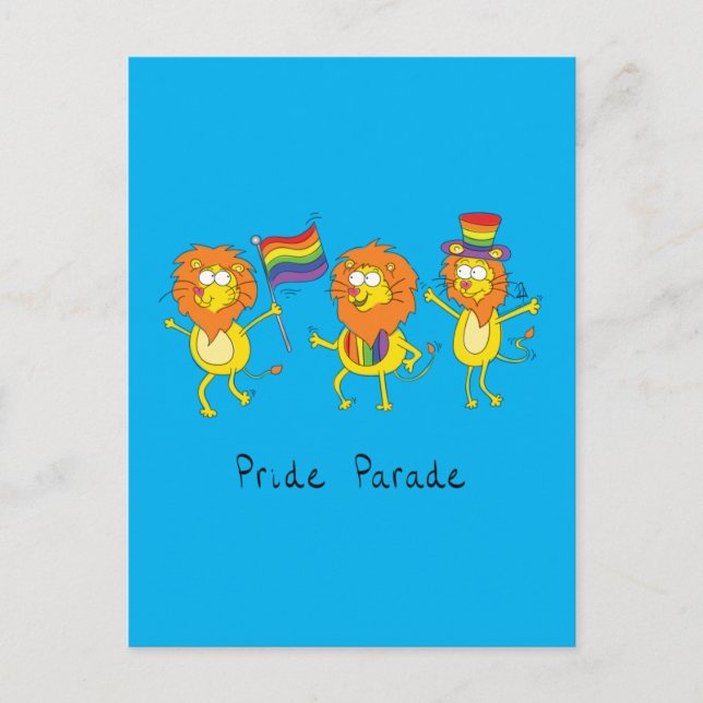 Carte Postale Parade gay pride Lions LGBTQ Gros Chats (Devant)