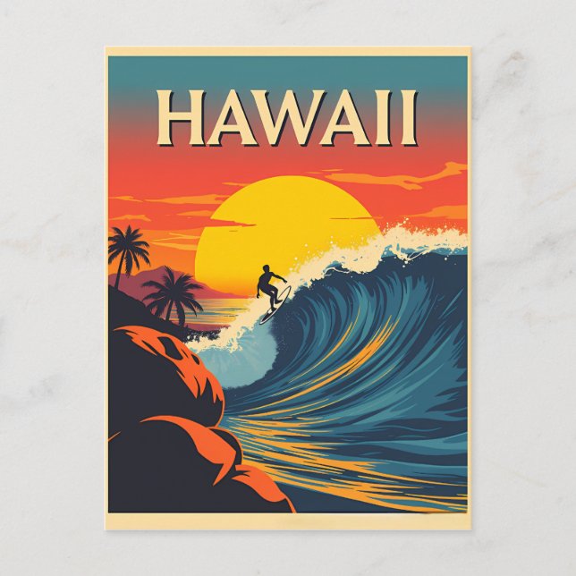 Carte Postale Paradis du surf : Hawaii Sunset Adventure (Devant)