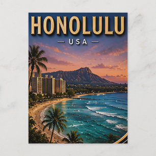 Carte Postale Paradis tropical de la plage de Waikiki à Honolulu