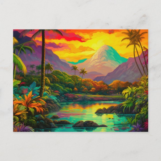 Carte Postale Paradis tropical de l'île colorée   (Devant)