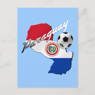 Carte Postale Paraguay flag soccer ball map of Paraguay gifts