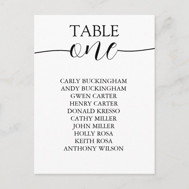 CARTE POSTALE PARAMÈTRES DE TABLEAU AVEC NUMÉROS (Devant)