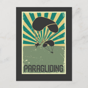 Carte Postale Parapente d'Art Retro Flying Hobby Paraglider