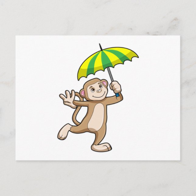 Carte Postale Parapluie de pluie de singe (Devant)