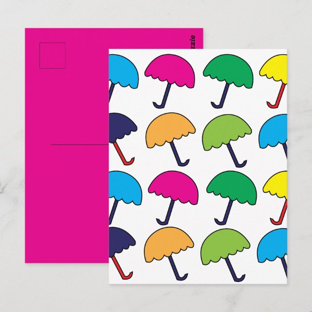 Carte Postale Parapluie Parapluie Coloré (Devant / Derrière)
