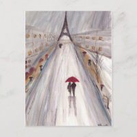 Parapluie rouge couple amour paris