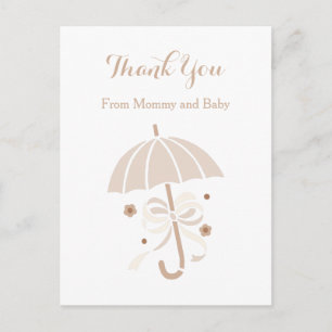 Carte Postale Parapluie Tan mignonne et Merci Baby shower Bow