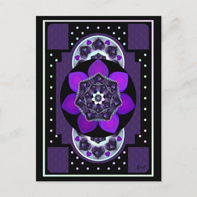 Carte Postale Parapluie violet & coeurs .7 (Devant)