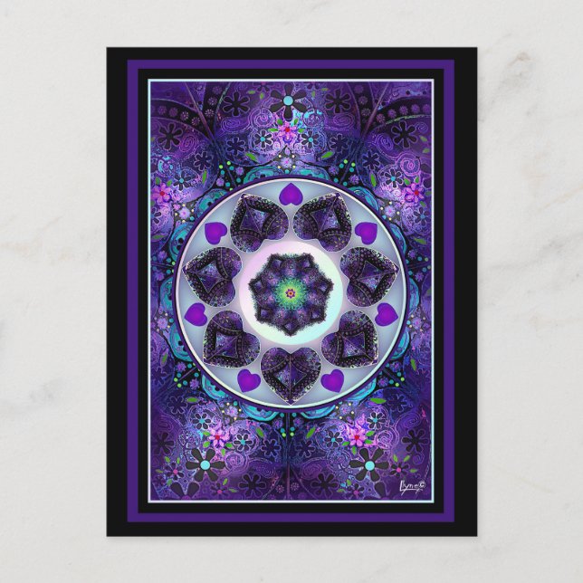 Carte Postale Parapluie violet & coeurs.7 (Devant)