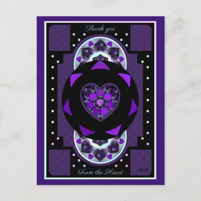 Carte Postale Parapluie violet & coeurs .7 (Devant)