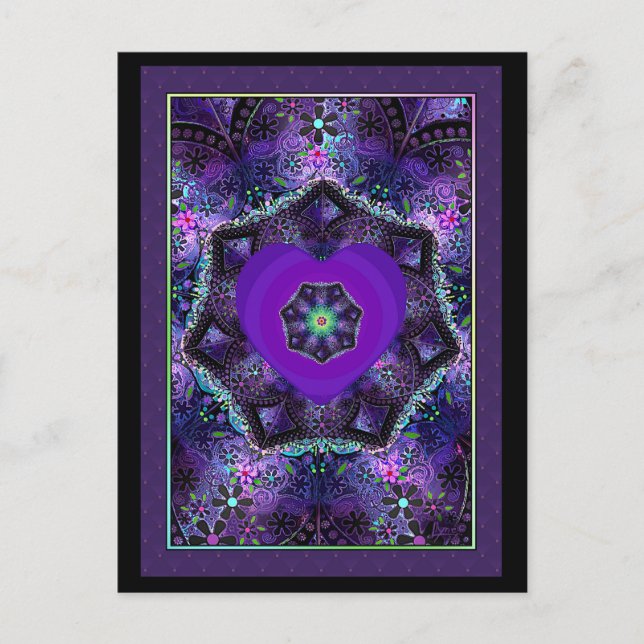 Carte Postale Parapluie violet & coeurs.7 (Devant)