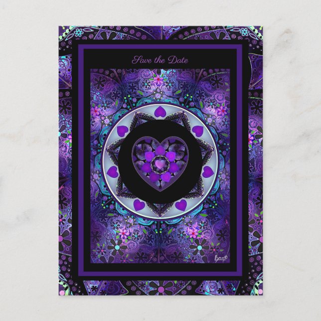 Carte Postale Parapluie violet & Coeurs .7 (Devant)