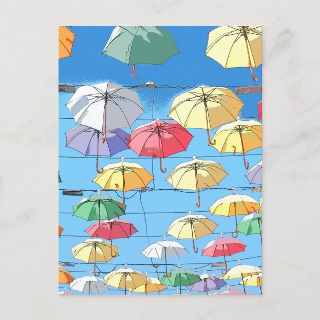 Carte Postale Parapluies colorés (Devant)