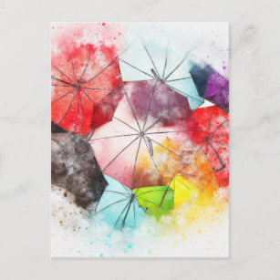Carte Postale Parapluies colorés Abstrait