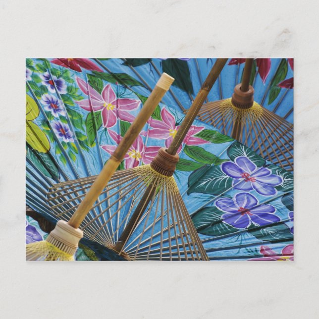 Carte Postale Parapluies décoratifs peints à la main dans le vil (Devant)