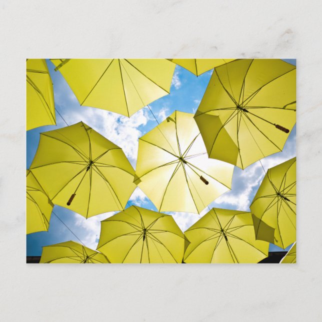 Carte Postale Parapluies Jaunes Soleil Lumineux (Devant)