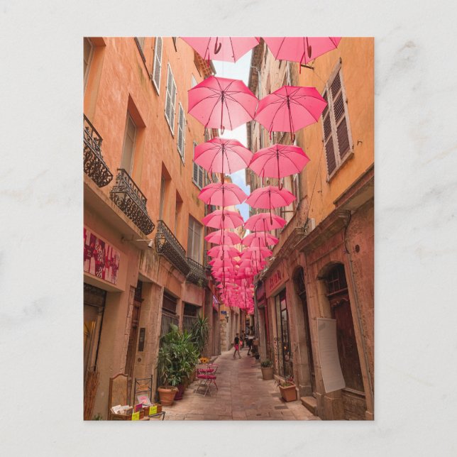 Carte Postale Parapluies roses à Grasse Côte d'Azur (Devant)