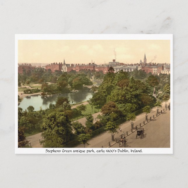 Carte Postale Parc Antique de Dublin Stephens Green (Devant)