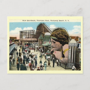 Carte Postale Parc d'attractions, Roackway Beach, New York Vinta