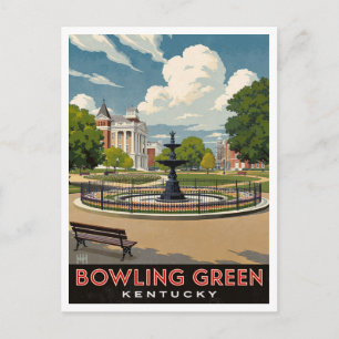 Carte Postale Parc de Bowling Green Kentucky avec fontaine Art