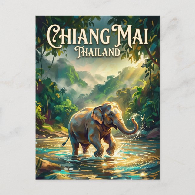 Carte Postale Parc de la nature des éléphants Thaïlande (Devant)
