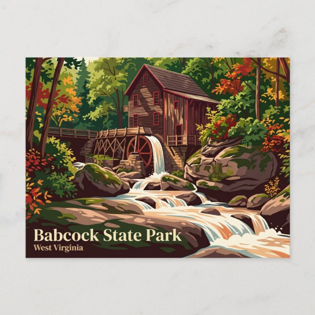 Carte Postale Parc d'État Babcock USA (Devant)