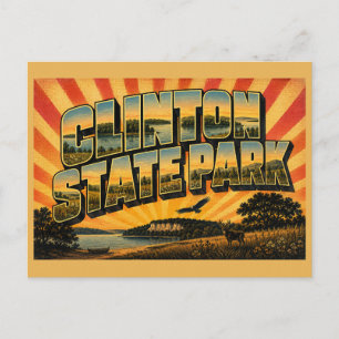 Carte Postale Parc d'État de Clinton Kansas Prairie Lac Forest A