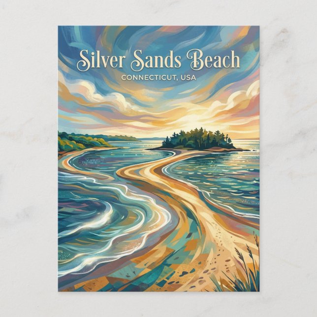 Carte Postale Parc d'État de Silver Sands Connecticut (Devant)
