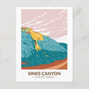 Carte Postale Parc d'État de Sinks Canyon Wyoming Vintage