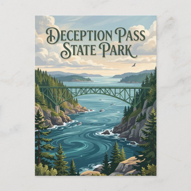 Carte Postale Parc d'État Deception Pass Washington (Devant)