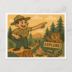 Carte Postale Parc Forêt Vintage magnifique Parc Forêt Boisé Cam