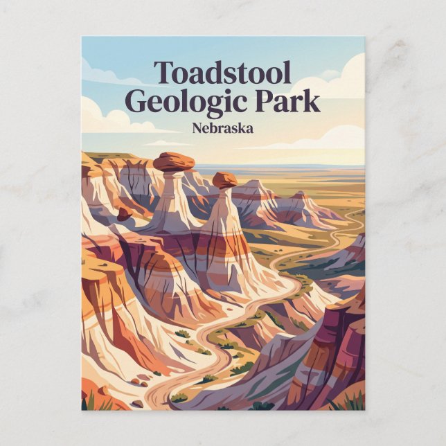 Carte Postale Parc géologique Toadstool Nebraska (Devant)