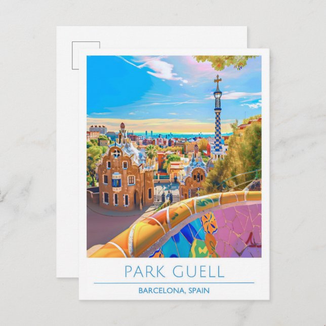 Carte Postale Parc Guell Barcelona Espagne Voyage (Devant / Derrière)