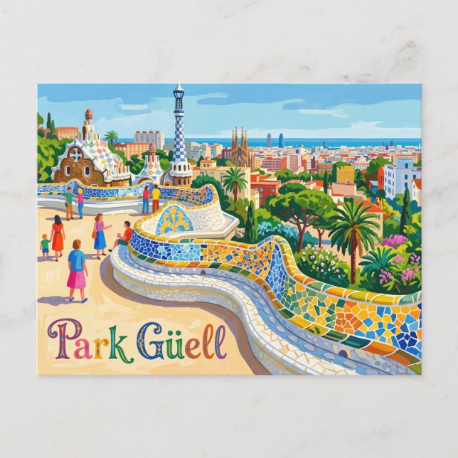 Carte Postale Parc Güell Espagne (Devant)