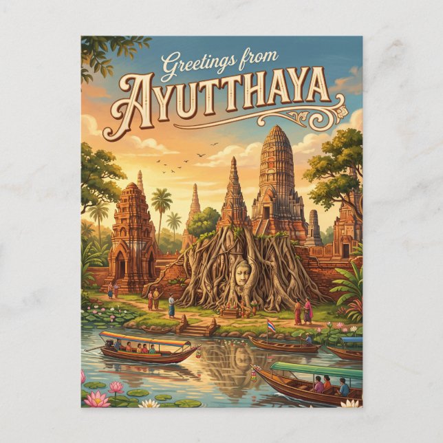 Carte Postale Parc historique d'Ayutthaya Thaïlande (Devant)