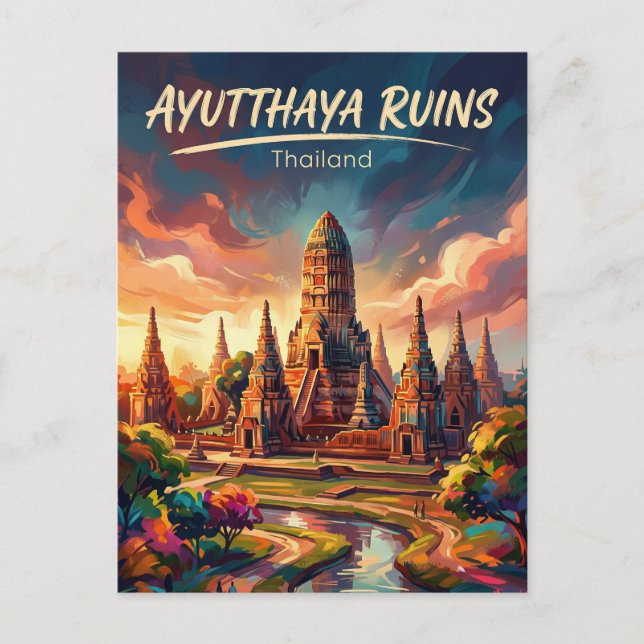 Carte Postale Parc historique d'Ayutthaya Thaïlande (Devant)