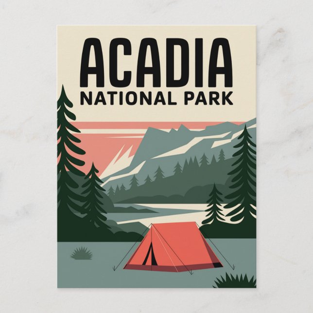 Carte Postale Parc national Acadia Camping Vintage (Devant)