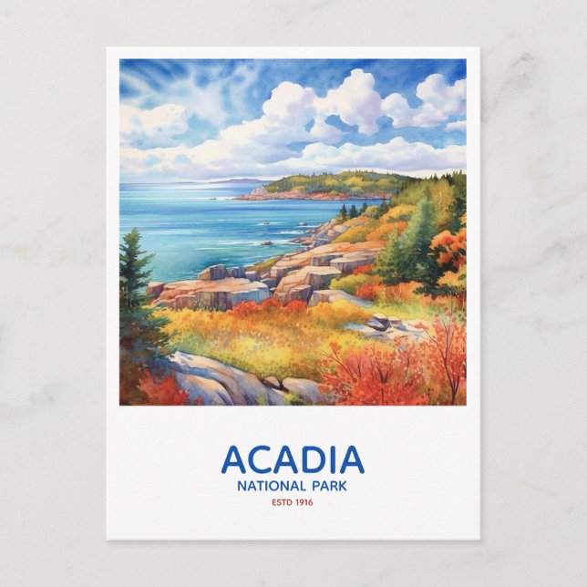 Carte Postale Parc national Acadia Enregistrer la date (Devant)