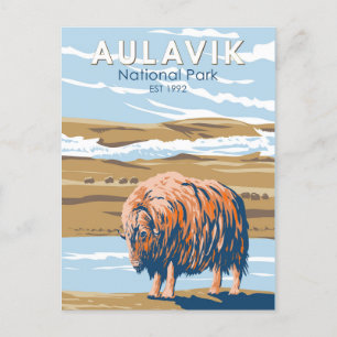 Carte Postale Parc national Aulavik Vintage de boeuf musqué du C