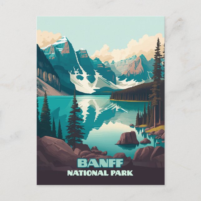 Carte Postale Parc national Banff Moraine Lac Retro (Devant)